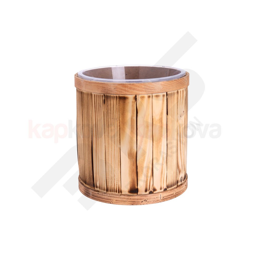 Ahşap Kaplamalı Kuruyemiş Bakliyat Baharat Zeytin Kovası Leğenli 30x35
