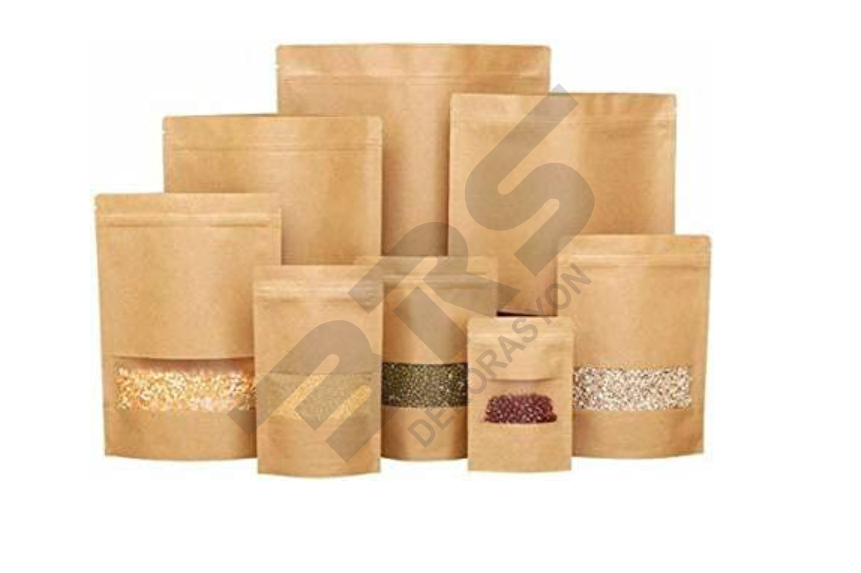 Kilitli Pencereli Kağıt Kuruyemiş Baharat Kahve Ambalajı 13x22.5cm 200/250 gr Kapasiteli