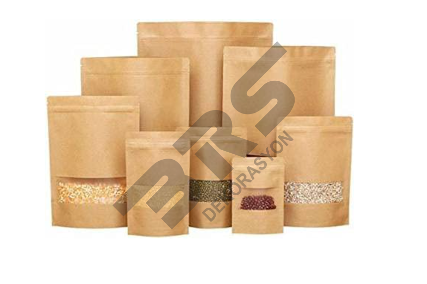 Kilitli Pencereli Kağıt Kuruyemiş Baharat Kahve Ambalajı 20x30cm 750/1000gr Kapasiteli