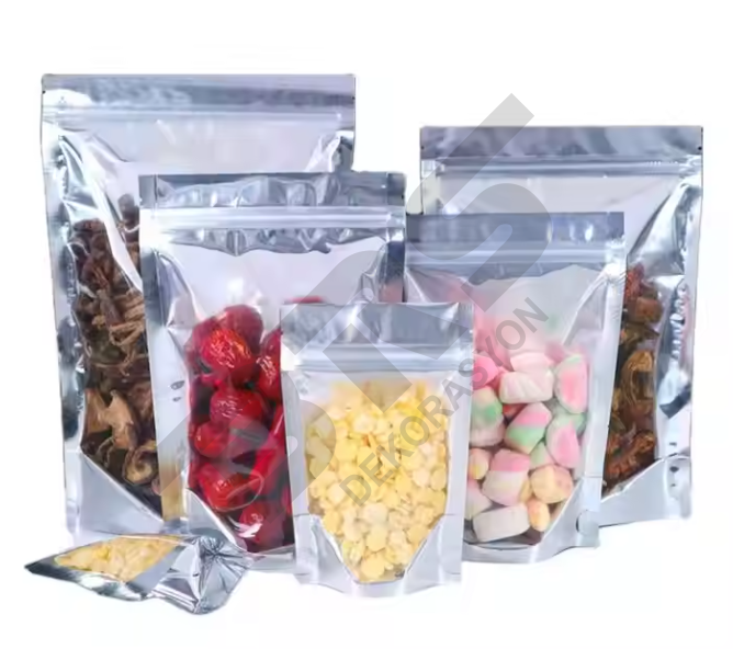 Kilitli Pencereli Alüminyum Kuruyemiş Baharat Kahve Ambalajı 20x30 750/1000G Kapasiteli