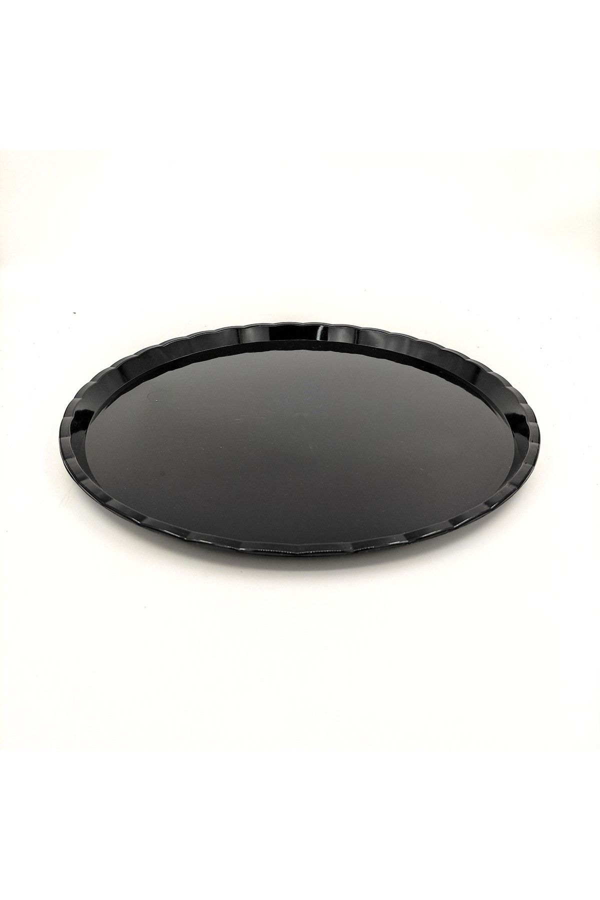 Kırılmaz Polikarbon Siyah Yuvarlak Tepsi 35 Cm (10'lu Paket)
