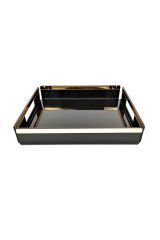 Siyah Pleksi Servis Sunum Söz Nişan Tepsisi Gold Model 25x30.5 Cm
