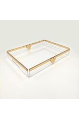 Şeffaf Pleksi Servis Sunum Söz Nişan Tepsisi Kalp Model 27.5x38 Cm