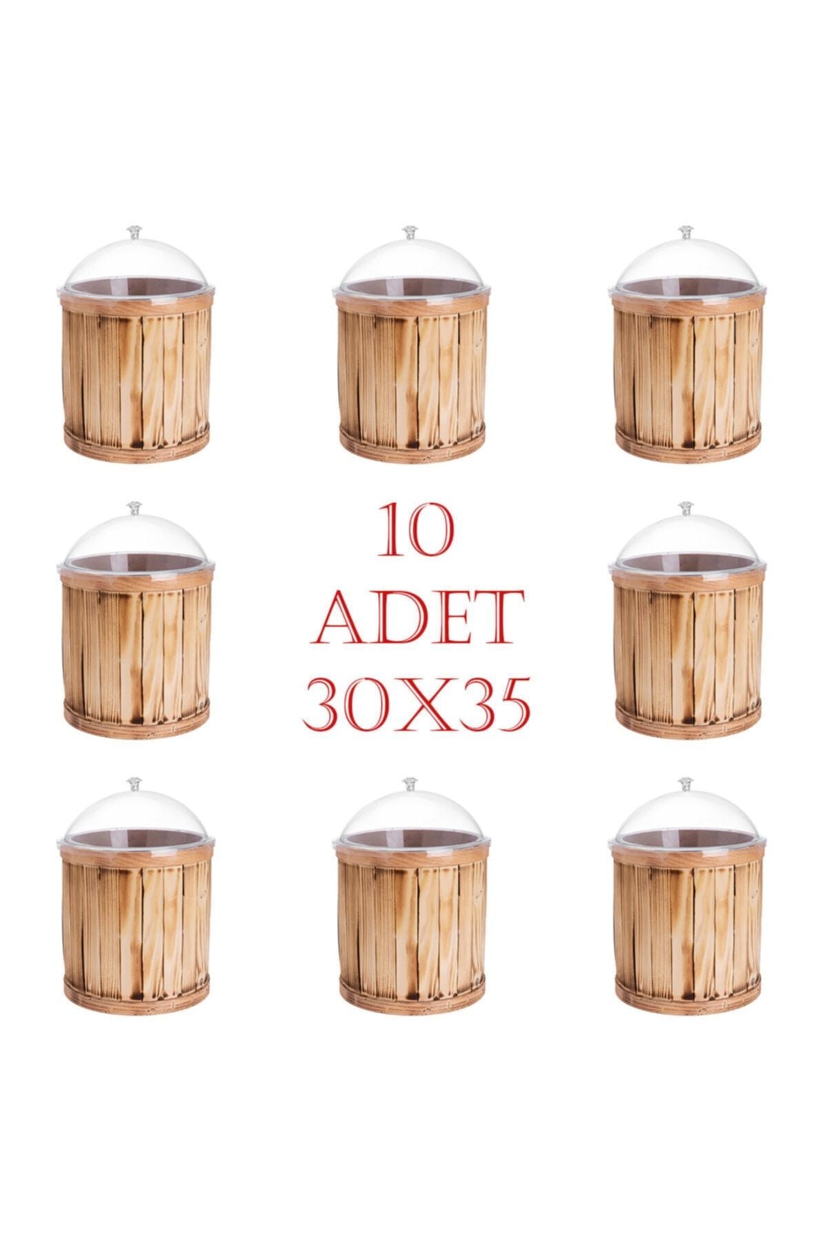 Ahşap Zeytin Fıçısı Pleksi Kapaklı Takım 30x35 (10 Adet)
