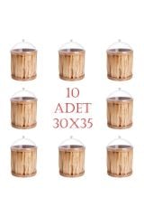 Ahşap Zeytin Fıçısı Pleksi Kapaklı Takım 30x35 (10 Adet)