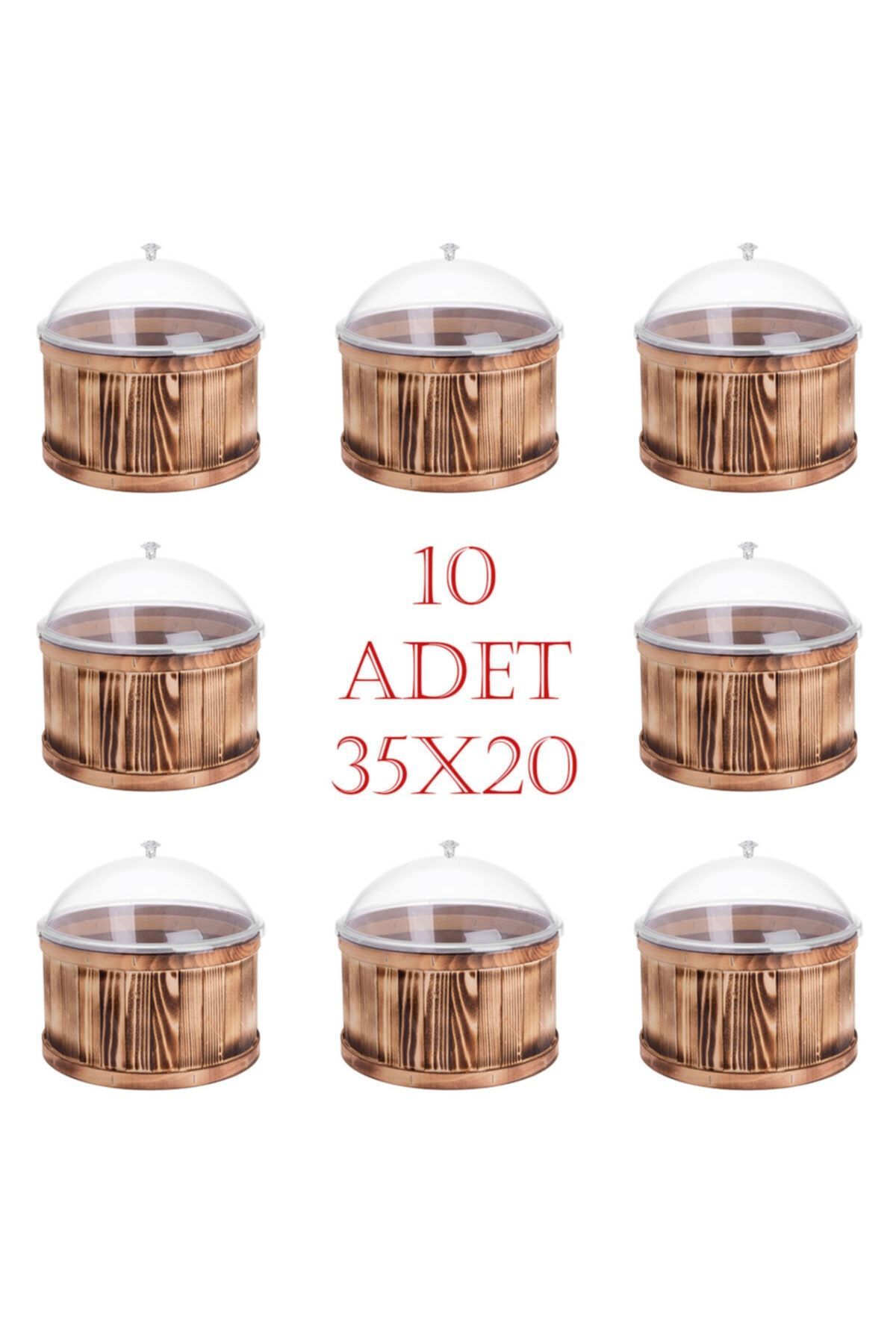 Dekoratif Zeytin Fıçısı Pleksi Kapaklı Takım 35x20 (10 Adet)