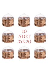 Dekoratif Zeytin Fıçısı Pleksi Kapaklı Takım 35x20 (10 Adet)