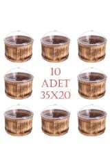 Wooden Pickle Olive Bucket Set with Rotating Lid 35x20 (10 Pieces)