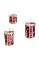 Kilim Desenli Kuruyemiş Baharat Bakliyat Şarküteri Kova 3lü Takım