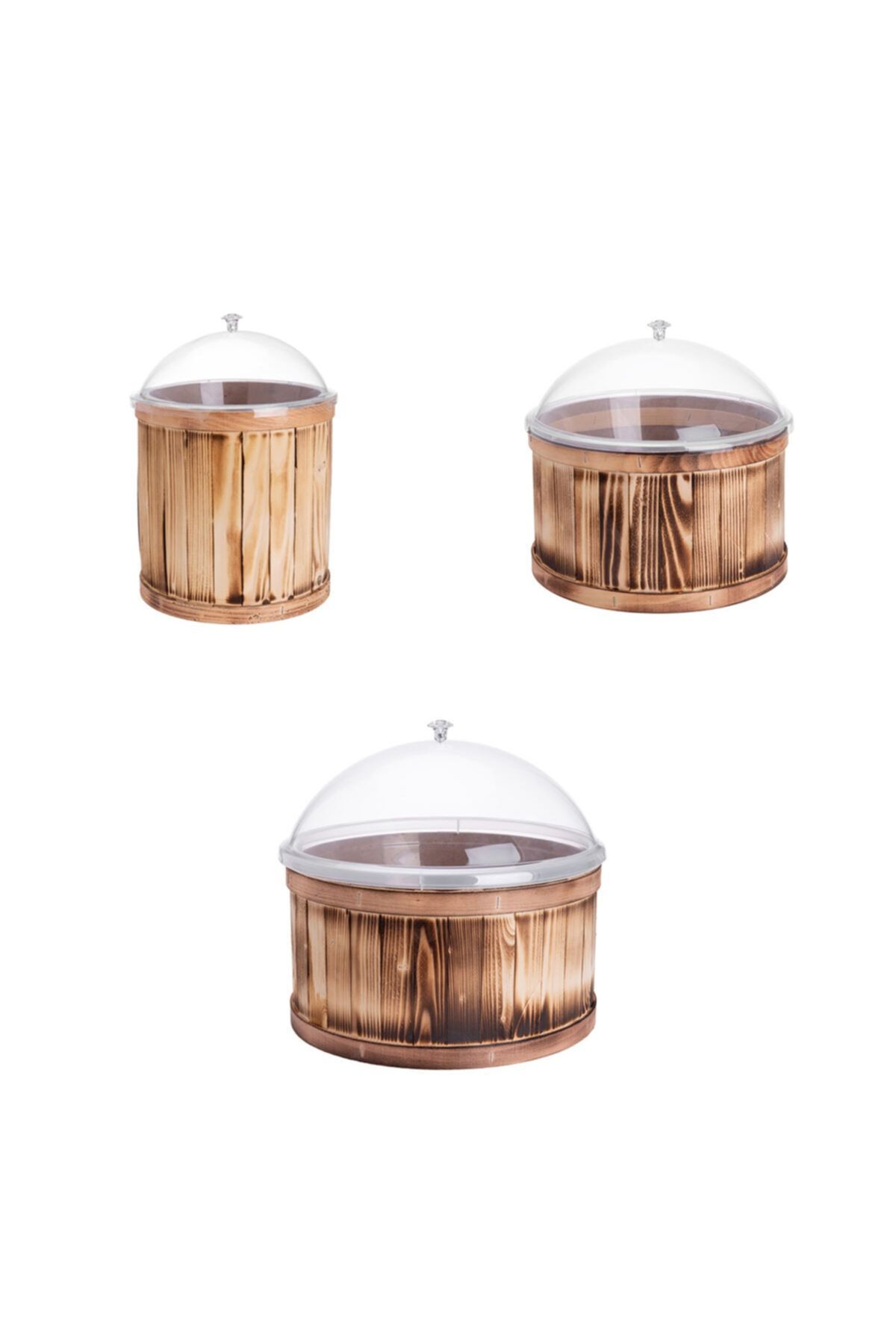 Ahşap Baharat Bakliyat Şarküteri Zeytin Kova Teşhir Takımı 3 lü