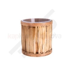Ahşap Kaplamalı Kuruyemiş Bakliyat Baharat Zeytin Kovası Leğenli 30x35