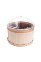 Ahşap Çıtalı Turşu Zeytin Kovası Döner Kapaklı Takım 35x20