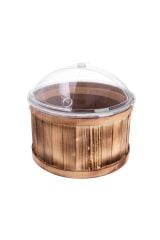 Ahşap Salça Turşu Zeytin Kovası Döner Kapaklı Takım 35x20