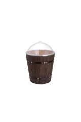 Ağaç Zeytin Fıçısı Mika Kapaklı Takım 35x35