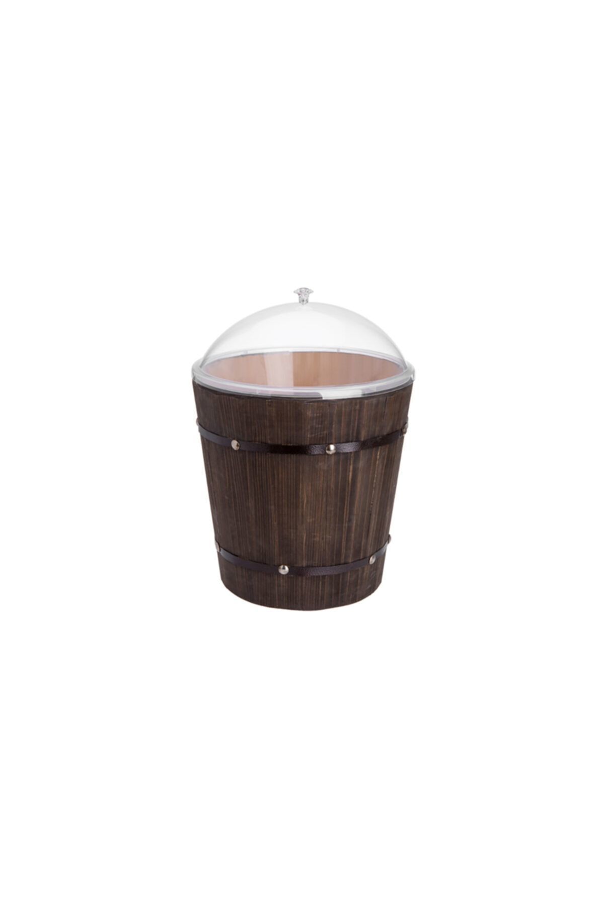 Ağaç Zeytin Fıçısı Pleksi Kapaklı Takım 35x35
