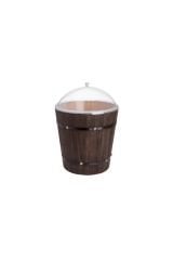 Ağaç Zeytin Fıçısı Pleksi Kapaklı Takım 35x35