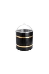 Ağaç Zeytin Fıçısı Siyah Mika Kapaklı Takım 35x35