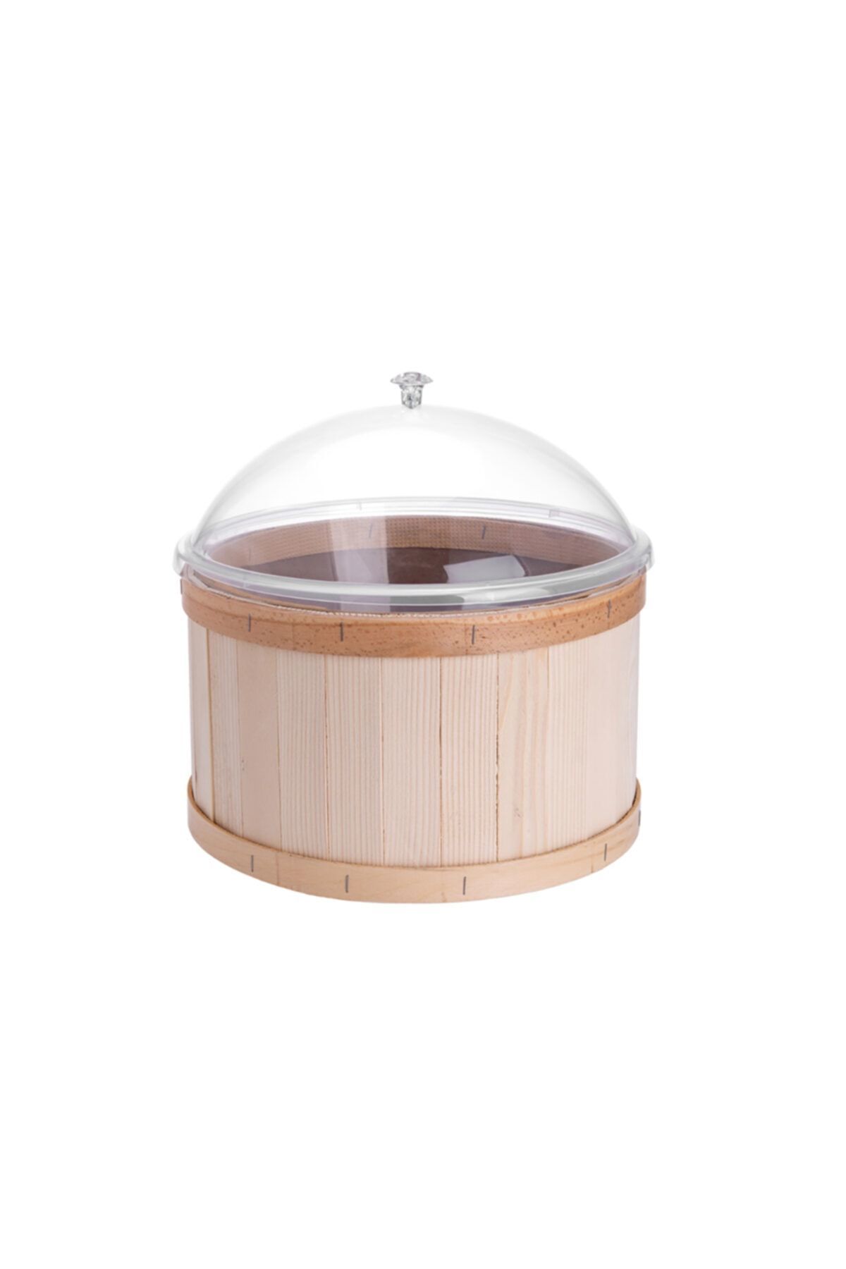 Ağaç Renkli Zeytin Fıçısı Pleksi Kapaklı Takım 35x20