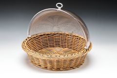 Plexiglass Covered Display Wicker Basket Diameter 35cm