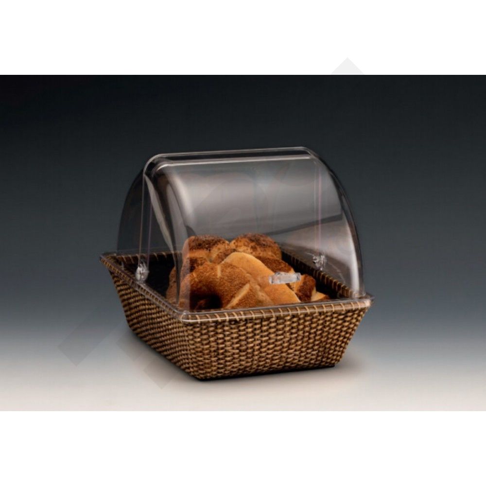 Teşhir Hasır Sepet Şeffaf Kapaklı 32,5 x 26 x H: 26 cm