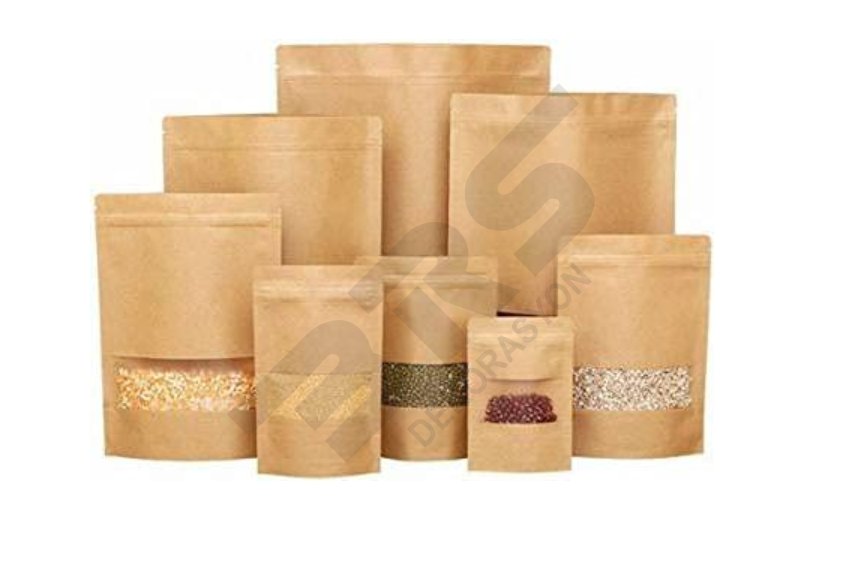 Kilitli Pencereli Kağıt Kuruyemiş Baharat Kahve Ambalajı 11x18.5cm 100/150 gr Kapasiteli