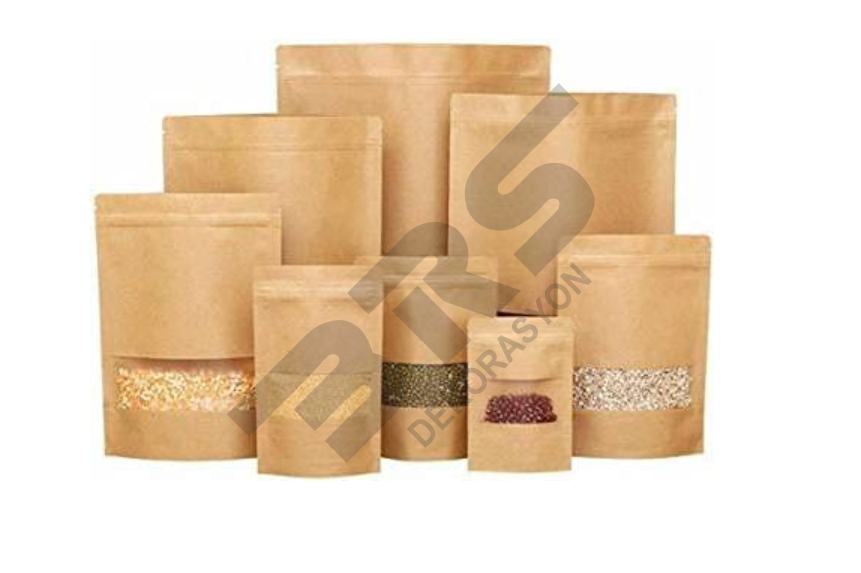 Kilitli Pencereli Kağıt Kuruyemiş Baharat Kahve Ambalajı 16x27cm 400/500 gr Kapasiteli