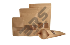 Kilitli Pencereli Kağıt Kuruyemiş Baharat Kahve Ambalajı 25x34 1000/1250gr Kapasiteli