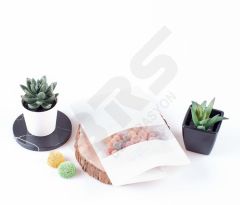 Kilitli Pencereli Beyaz Kuruyemiş Baharat Kahve Ambalajı 13x22.5 250gr Kapasiteli